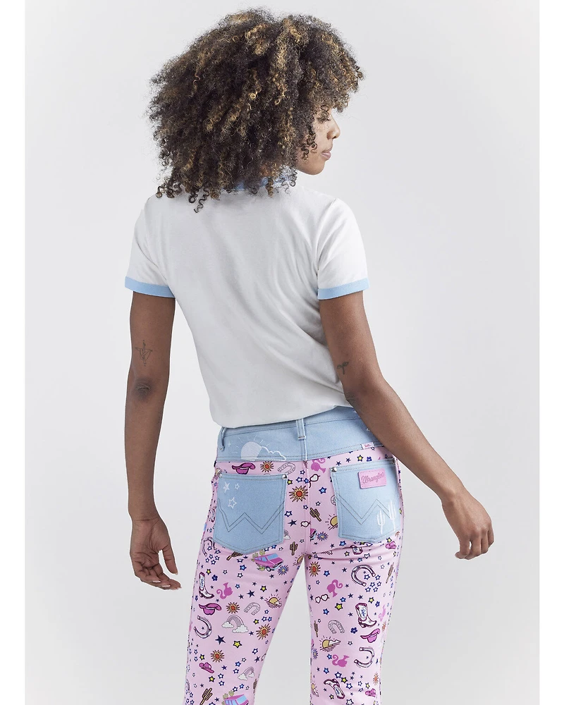 Wrangler® X Barbie™ Women's Denim Daydreams Slim Ringer Tee