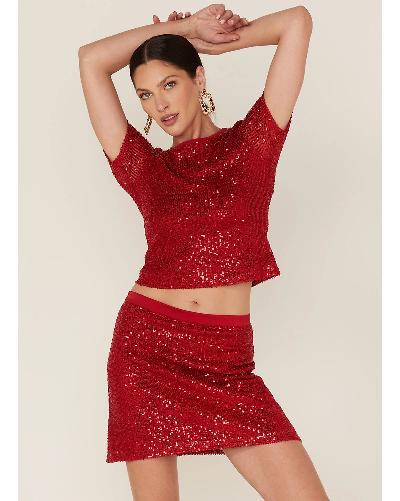 Band of The Free Women's Lovers Sequin Short Sleeve Top