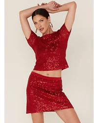 Band of The Free Women's Lovers Sequin Short Sleeve Top