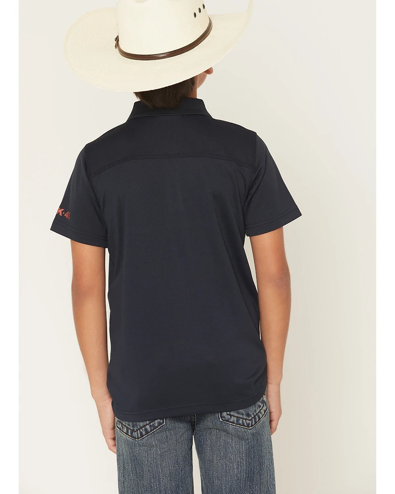 RANK 45® Boys' Southwestern Border Short Sleeve Button-Down Polo Shirt