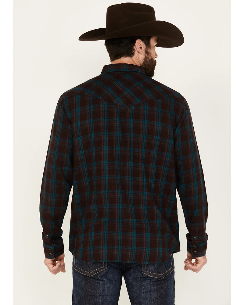 Moonshine Spirit Men's Vineyard Plaid Print Long Sleeve Snap Western Shirt