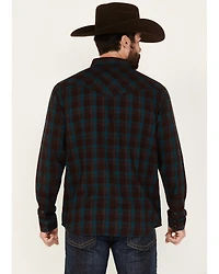 Moonshine Spirit Men's Vineyard Plaid Print Long Sleeve Snap Western Shirt