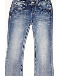 Shyanne Girls' Light Embroidered Faux Flap Pocket Bootcut Jeans