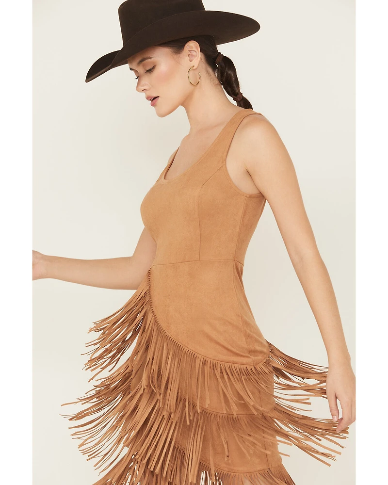 Idyllwind Women's Tina Faux Suede Fringe Mini Dress