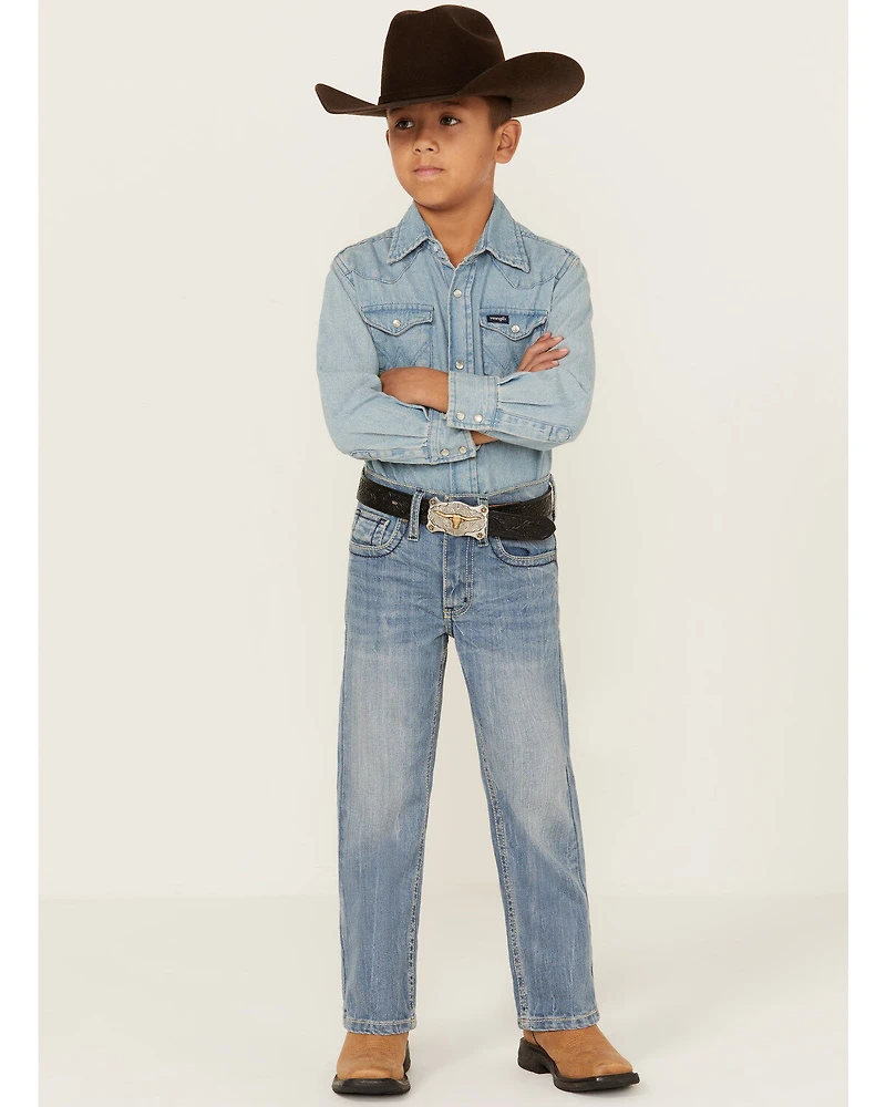 Cody James Little Boys' Cloverleaf Light Wash Slim Stretch Bootcut Jeans