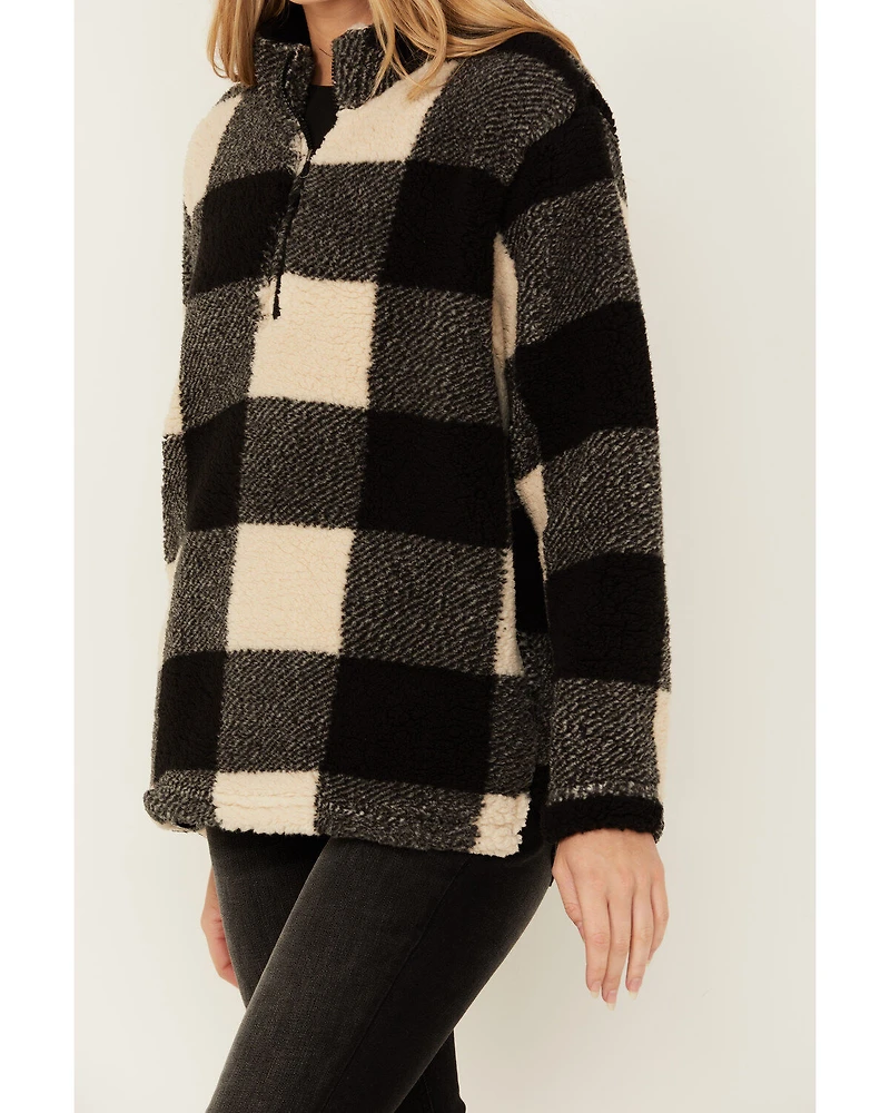 Stillwater Supply Women's Plaid Print Fleece Quarter Zip Pullover