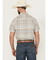 Pendleton Men's Dawson Plaid Print Short Sleeve Button-Down Linen Shirt