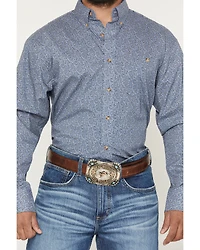 Wrangler Men's Paisley Print Long Sleeve Button-Down Stretch Western Shirt