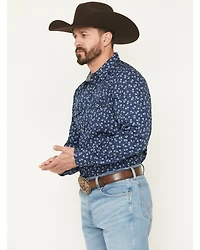Cody James Men's Tidal Wave Micro Floral Print Long Sleeve Snap Western Shirt
