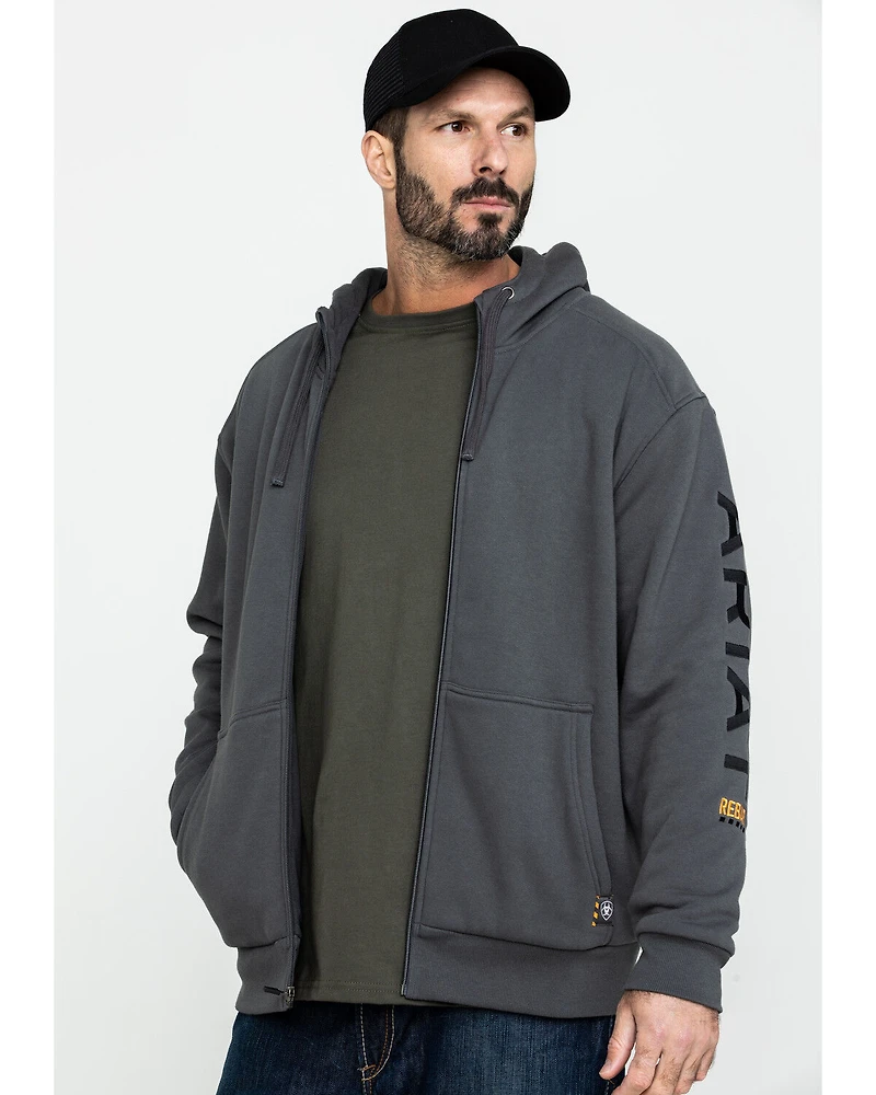 Ariat Men's Rebar All-Weather Full Zip Work Hooded Sweatshirt - Tall