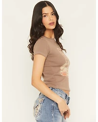 Cleo + Wolf Women's Record Graphic Short Sleeve Baby Tee
