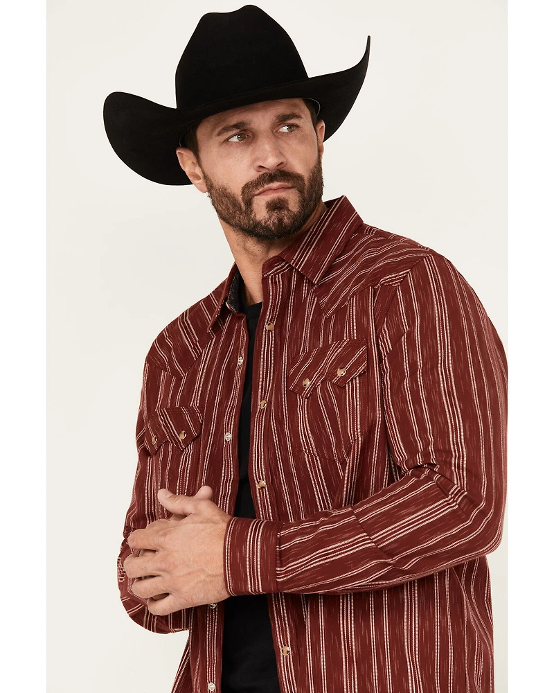 Moonshine Spirit Men's El Jefe Dobby Striped Print Long Sleeve Snap Western Shirt