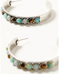 Shyanne Women's Juniper Sky Gem Hoop Earrings