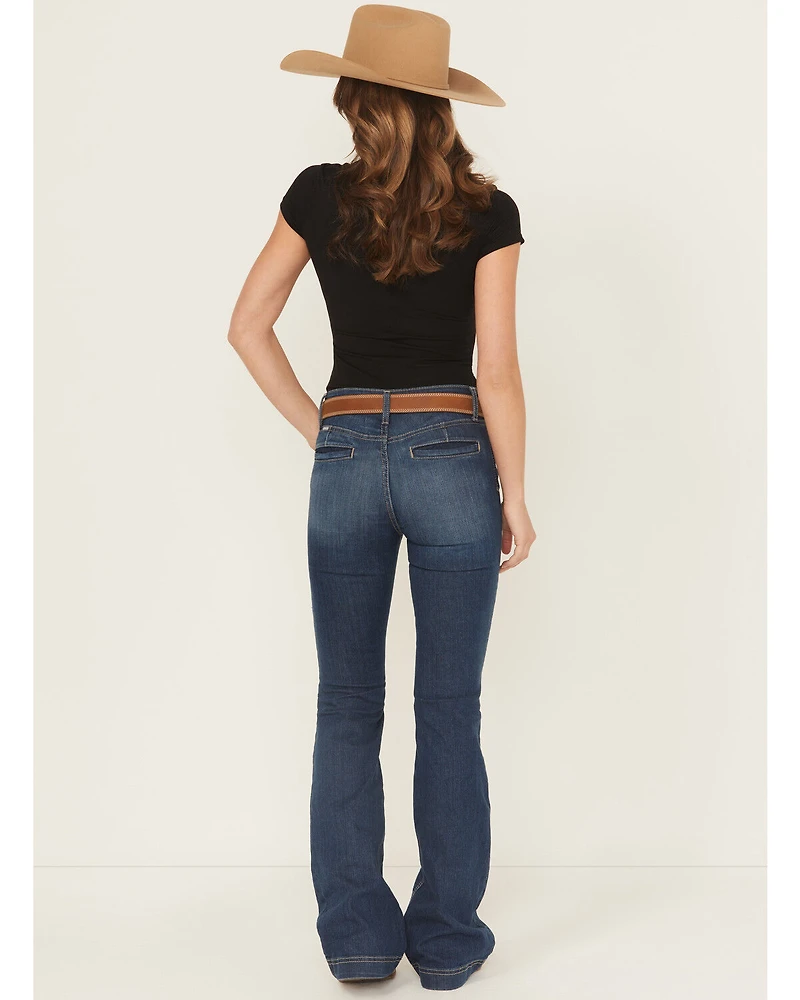 Cinch Women's Lynden Medium Wash Mid Rise Trouser Stretch Denim Jeans