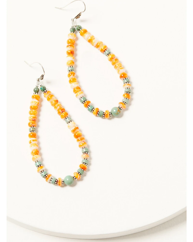 Paige Wallace Women's Spiny Oyster Long Loop Earrings
