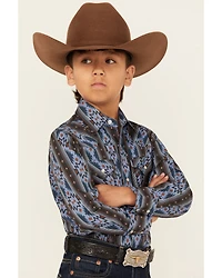 Ely Walker Boys' Southwestern Print Long Sleeve Snap Western Shirt