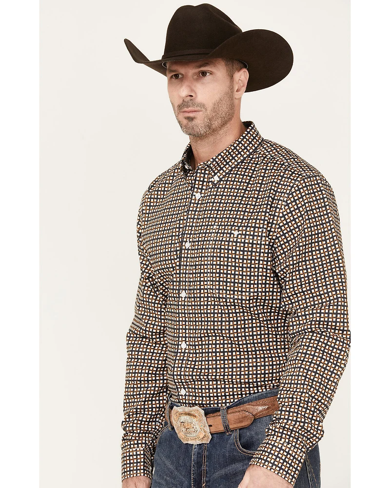 RANK 45® Men's Lightning Geo Print Long Sleeve Button-Down Stretch Western Shirt