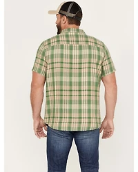 Brothers and Sons Men's Plaid Print Short Sleeve Button-Down Western Shirt