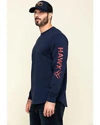 Hawx Men's Navy Sleeve Logo Long Work T-Shirt - Tall