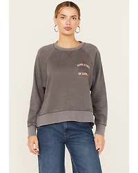 Cleo + Wolf Women's Double Shot Long Sleeve Crew Neck Graphic Sweatshirt