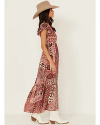 Shyanne Women's Printed Chiffon Short Sleeve Maxi Dress
