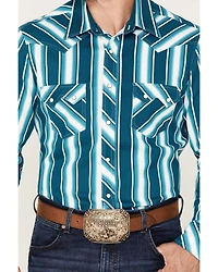 Rock & Roll Denim Men's Dale Brisby Stripe Stretch Long Sleeve Pearl Snap Shirt