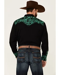 Scully Men's Embroidered Gunfighter Long Sleeve Pearl Snap Western Shirt