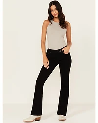 Miss Me Women's Mid Rise Cross Pocket 32" Bootcut Stretch Denim Jeans