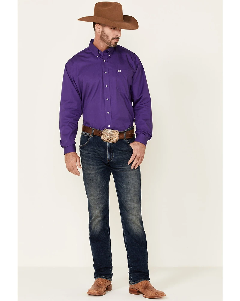 Cinch Men's Solid Purple Button Down Western Shirt - Big & Tall