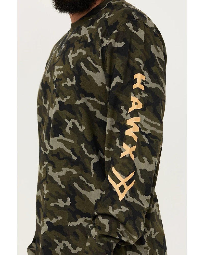 Hawx Men's Camo Print Long Sleeve Logo T-Shirt