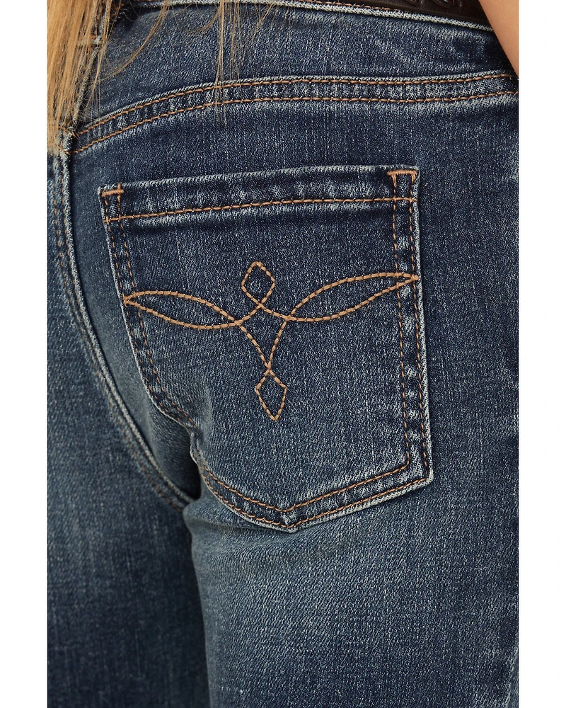 Shyanne Little Girls' Althea Floral Embroidered Flare Stretch Denim Jeans