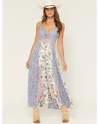 Angie Women's Floral Print Sleeveless Knot Midi Dress