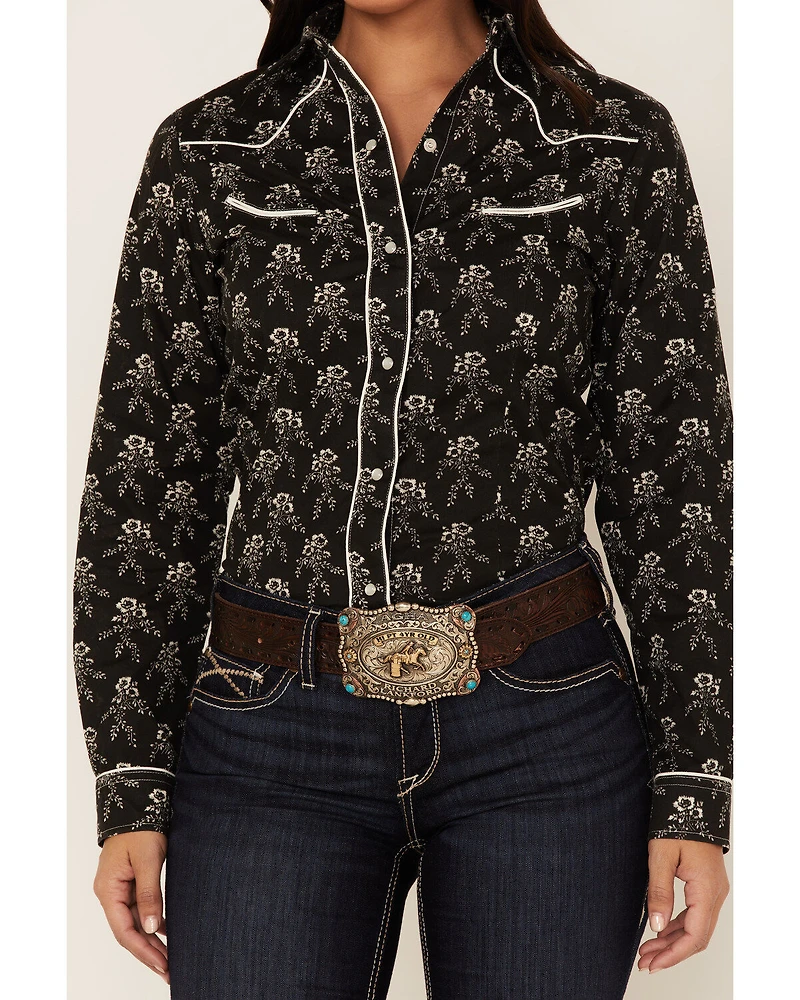 Roper Women's Floral Print Long Sleeve Pearl Snap Western Shirt