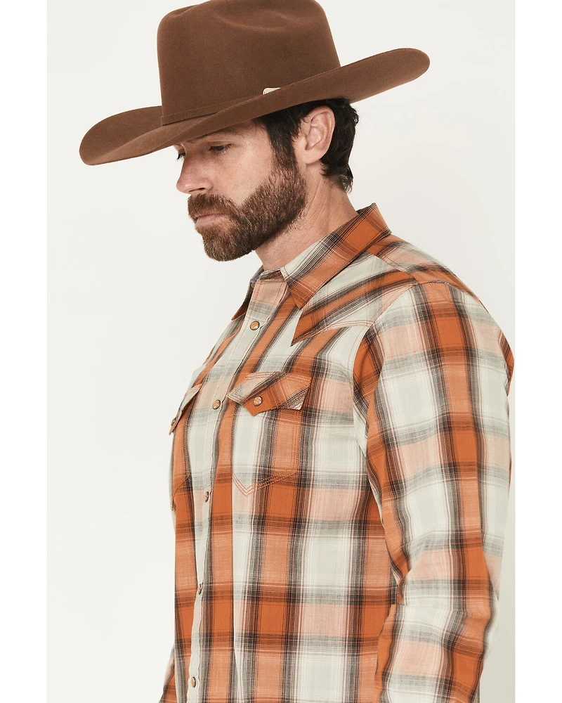 Moonshine Spirit Men's Rusty Nail Plaid Print Long Sleeve Snap Western Shirt