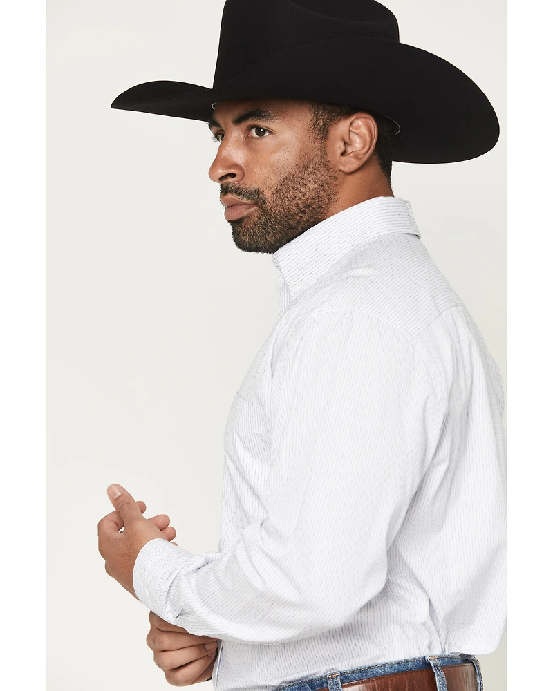 Panhandle Slim Men's Dobby Striped Long Sleeve Button-Down Western Shirt