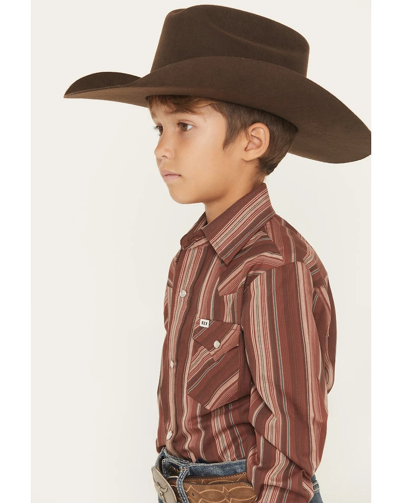 Ely Walker Boys' Striped Long Sleeve Pearl Snap Western Shirt