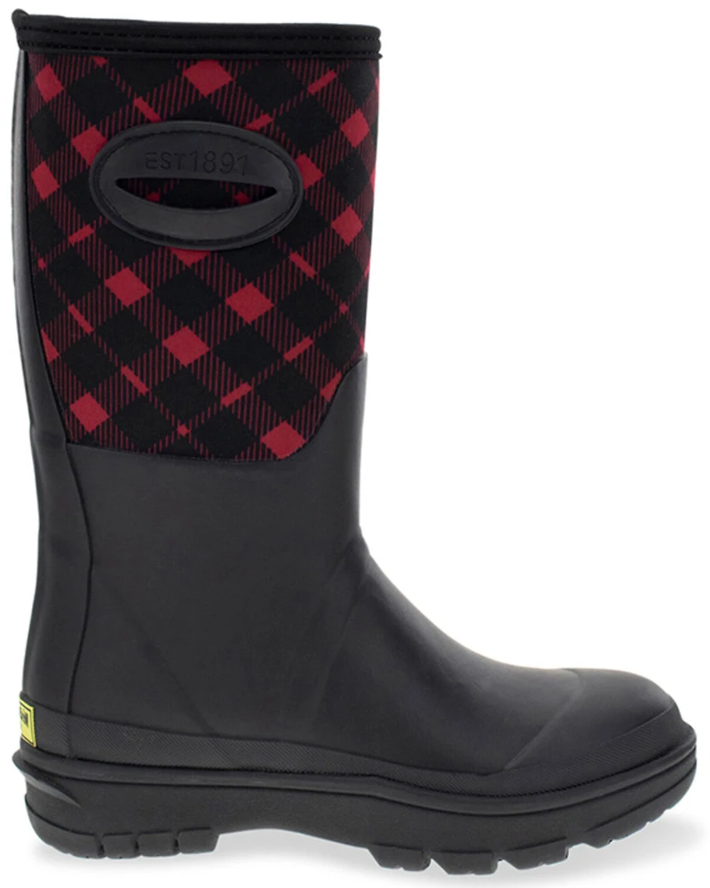 Western Chief Women's Polarprene Buffalo Check Faux Fur Mid Rubber Boots