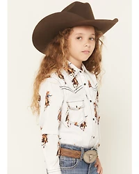 Cowgirl Hardware Girls' Vintage Long Sleeve Snap Stretch Western Shirt