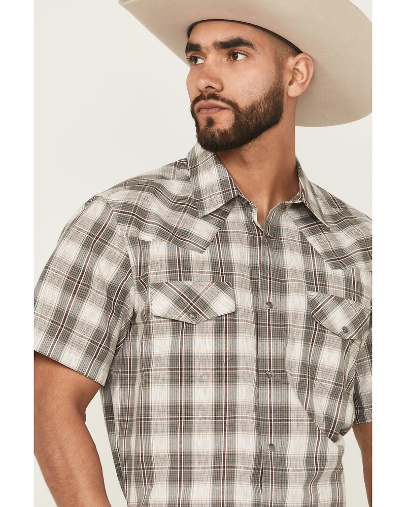 Gibson Trading Co Men's Starlink Plaid Print Short Sleeve Snap Western Shirt