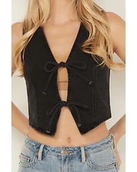 26 International Women's Bow Tie Denim Vest
