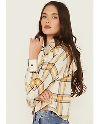 Cleo + Wolf Women's Cropped Flannel Hooded Shacket