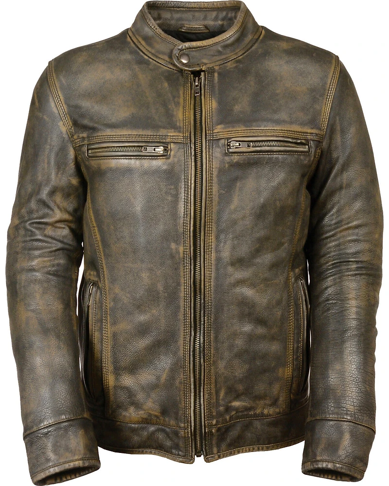 Milwaukee Leather Men's Distressed Scooter Jacket with Venting - Big - 4X