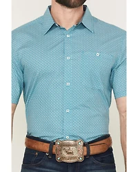 RANK 45® Men's Wild West Geo Print Short Sleeve Button-Down Stretch Western Shirt
