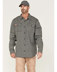 Hawx Men's FR Plaid Print Woven Long Sleeve Button Down Work Shirt - Tall
