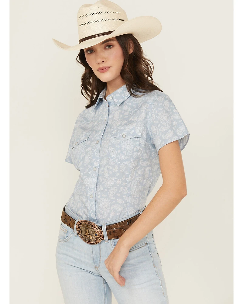 Wrangler Retro Women's Boot Barn Exclusive Paisley Print Short Sleeve Pearl Snap Western Shirt