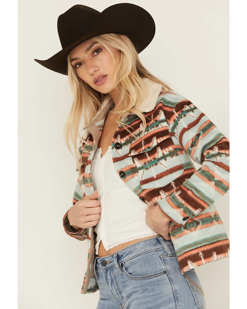 Rock & Roll Denim Women's Southwestern Print Sherpa Jacket