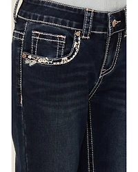 Shyanne Girls' Southwestern Floral Border Pocket Stretch Bootcut Jeans