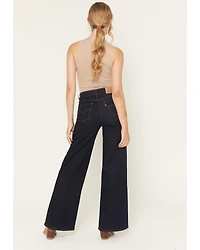 Levi's Women's Darkest Sky Dark Wash Mid Rise Shaping Wide Leg Stretch Denim Jeans