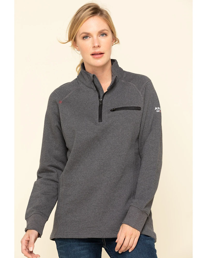 Ariat Women's Charcoal Heather FR Rev 1/4 Zip Pullover