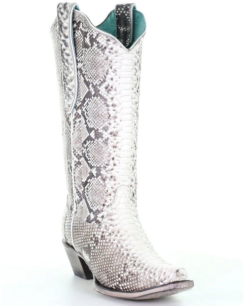 Corral Women's Natural Exotic Python Boots - Snip Toe